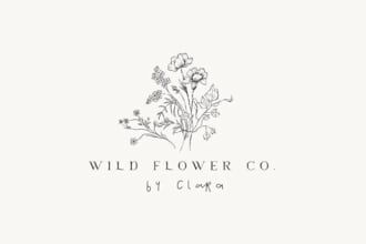 create a hand drawn botanical boho logo with a unique aesthetic