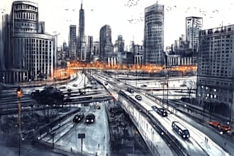 make hand draw architecture and urban design sketches