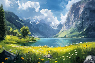 make a digital oil painting of any landscape