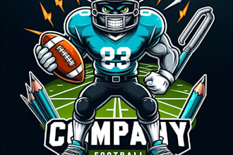 do football sports mascots and logo design with unlimited review