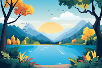 create flat landscape illustration of nature and background vector art