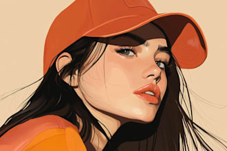 draw portrait illustration with retro vintage style