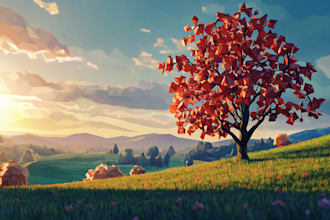 draw professional geometric low poly illustration