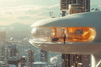 do a illustration of science fiction city, cyberpunk