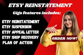 reinstate your etsy shop suspension and provide appeal letter for reopening