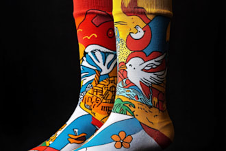 draw a creative socks unique sock design for you