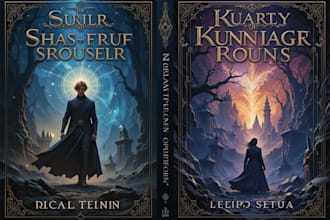 draw professional fantasy book cover and sci fi book cover