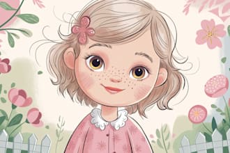 design children story book illustration watercolor, cozy coloring picture book