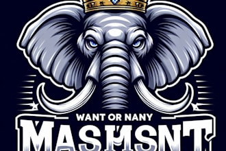 do make majestic elephant head with crown mascot logo design with 1 day delivery
