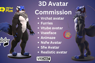 create detailed vtuber model, furry vrchat avatar, nsfw 3d character, vseeface