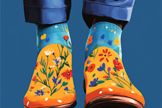 draw a custom and unique socks design art for you