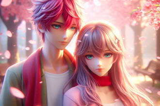 draw your couple character with anime style