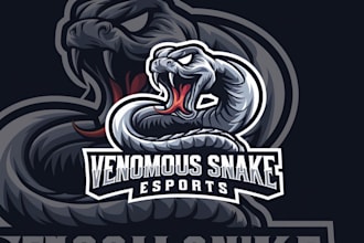 do make venomous snake mascot e sport logo design with unlimited review