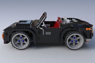 do 3d custom lego design, moc design, lego car design with manual instruction