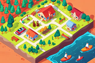 draw a awesome vector or isometric map illustration