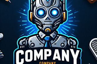 do make robot head mascot logo design with unlimited review