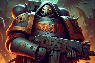 make your favorite warhammer 40k character art illustration
