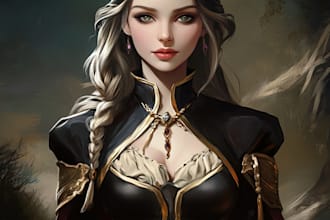 do a fantasy game character art character in unique style