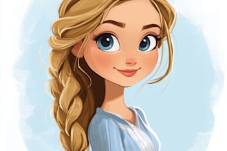 do couple portrait in disney cartoon illustration for gift
