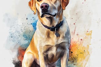 create a custom watercolor pet portrait or pet painting