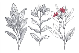 draw botanical and flower one line art illustration