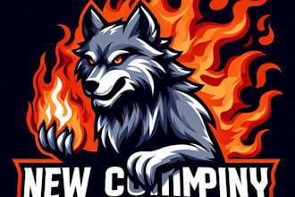 do make monochromatic wolf flaming fire logo mascot with unlimited review