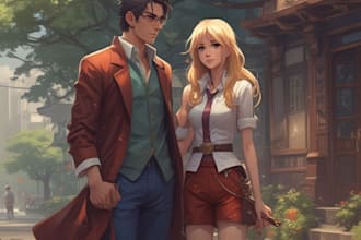 make a anime couple character art anime style