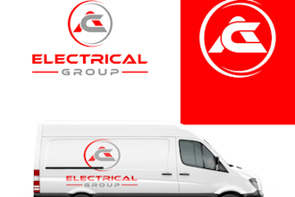 do creative minimalist electrical business logo with copyright