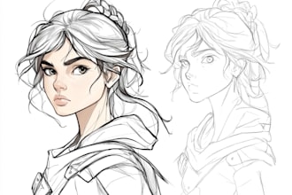 draw sketch and line art for concept art, manga and anime character illustration