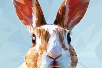 make an origami low poly illustration of an animal
