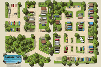 illustrate plot, plat, rv parking, site, property map design