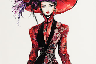 draw a fashion illustration, sketch, commercial for brands
