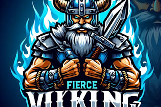 do make fierce viking warrior mascot logo design with unlimited review