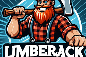 do wonderful lumberjack mascot logo design with 1 day delivery
