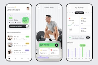 build fitness app healthcare workout app or figma uiux design