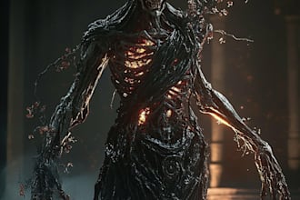 make concept art images for scenes in fantasy and horror