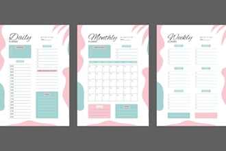 design printable digital planners, daily planners work book