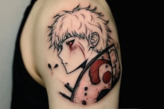 make anime manga tattoo design or illustration in any style