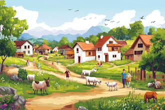 make flat landscape illustration of nature and background vector art