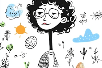 do you cute doodles, icons for kids flashcards, game art