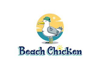 design an adventure camp, mountain, and beach logo