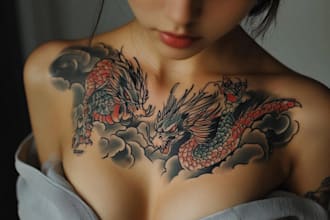 make awesome original japanese tattoo, irezumi tattoo design