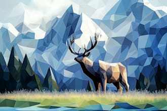 draw vector low poly animal vector illustration
