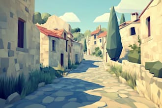 make professional geometric low poly illustration