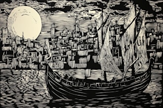 make colorful linocut and woodcut book illustrations