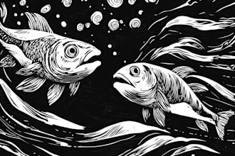 create a custom portrait in linocut style