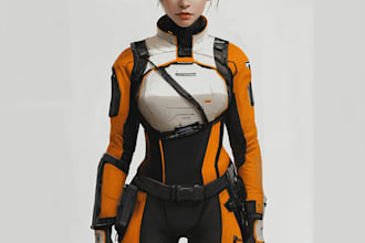 create a sci fi character illustration or sci fi character