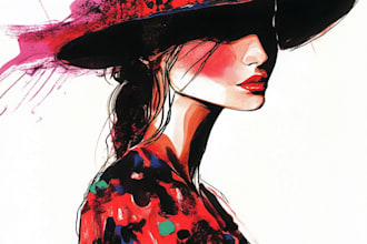 draw a fashion illustration, sketch, portrait