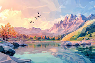 create professional low poly portrait for you