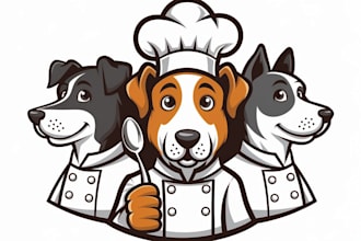 design cute dog, cartoon character and animal logo design with company
